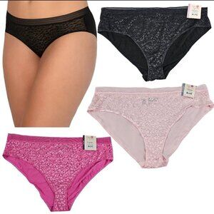 SECRET Treasures Women’s Leo Jacquard Trim 3 Pack Hipster Panties – Size 2XL(20)